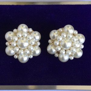 Vintage Faux Pearl Clip On Earrings